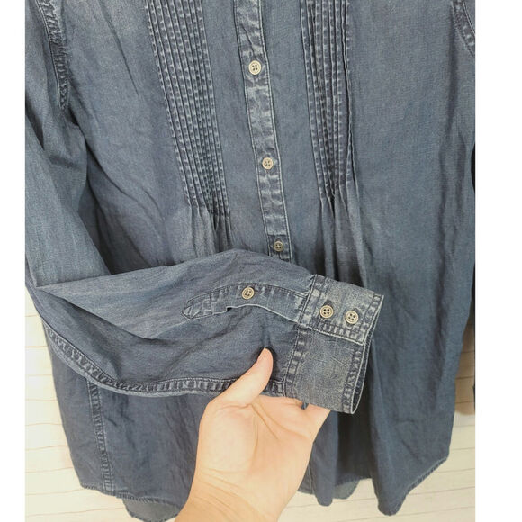 Sundance Larkes Tune Chambray Long Sleeve Button Up, sz Medium - Picture 3 of 10